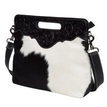Load image into Gallery viewer, Cusco Black &amp; White Tooled Leather Cowhide Bag