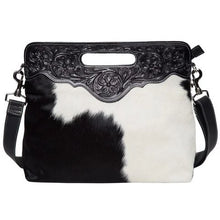 Load image into Gallery viewer, Cusco Black &amp; White Tooled Leather Cowhide Bag