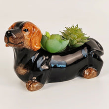 Load image into Gallery viewer, Dark Brown Dachshund Planter 8.5cm