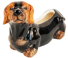 Load image into Gallery viewer, Dark Brown Dachshund Planter 8.5cm