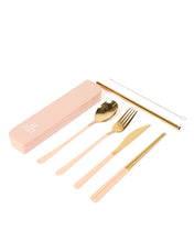 Load image into Gallery viewer, Cutlery Kit - Gold with Blush Handle