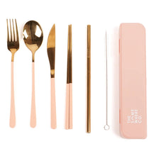 Load image into Gallery viewer, Cutlery Kit - Gold with Blush Handle