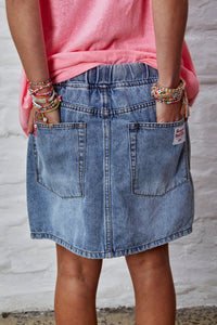 Stonewash Denim Skirt with Elastic Waist - Hammill & Co