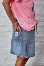 Load image into Gallery viewer, Stonewash Denim Skirt with Elastic Waist - Hammill &amp; Co