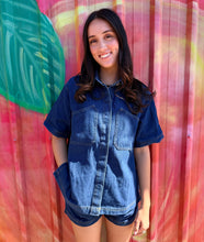 Load image into Gallery viewer, Dark Blue Denim Shirt &amp; Short Set - By Frankie