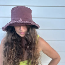 Load image into Gallery viewer, Dark Brown Frayed Edge Bucket Hat