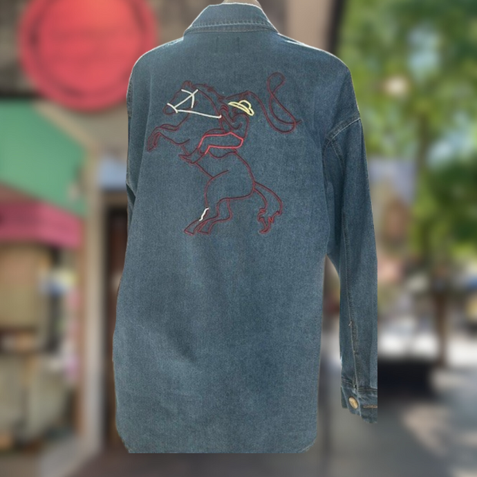 Dark Denim Embroided Cowboy Shacket - By Frankie