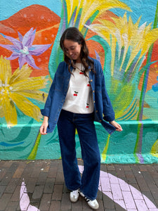 Dark Denim Embroidered Cowboy Shacket - By Frankie