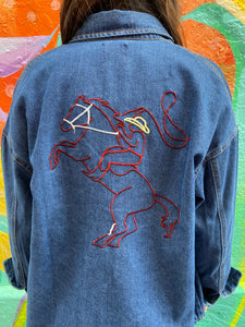 Dark Denim Embroidered Cowboy Shacket - By Frankie