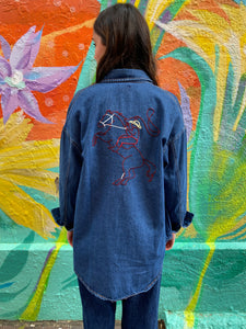 Dark Denim Embroidered Cowboy Shacket - By Frankie