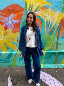Dark Denim Embroidered Cowboy Shacket - By Frankie