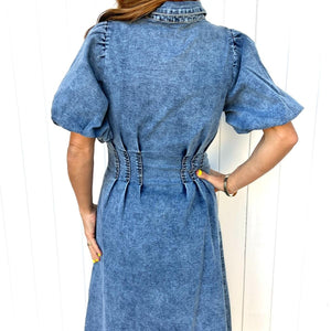 "Darla" Stretch Denim Midi Dress