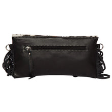 Load image into Gallery viewer, Dawson Black &amp; White Cowhide Hand Painted Tooled Leather Flap Bag