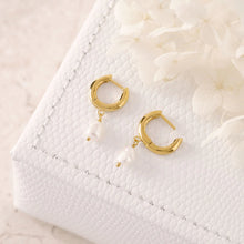 Load image into Gallery viewer, Delicate Pearl Gold Huggies