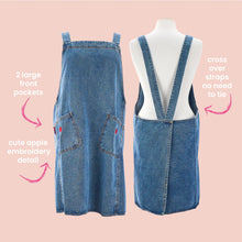 Load image into Gallery viewer, Denim Apron With Apple Embroidery