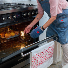 Load image into Gallery viewer, Kids Denim Mini Oven Mitt with Apple Embroidery