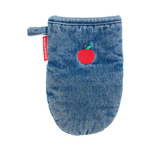 Load image into Gallery viewer, Kids Denim Mini Oven Mitt with Apple Embroidery