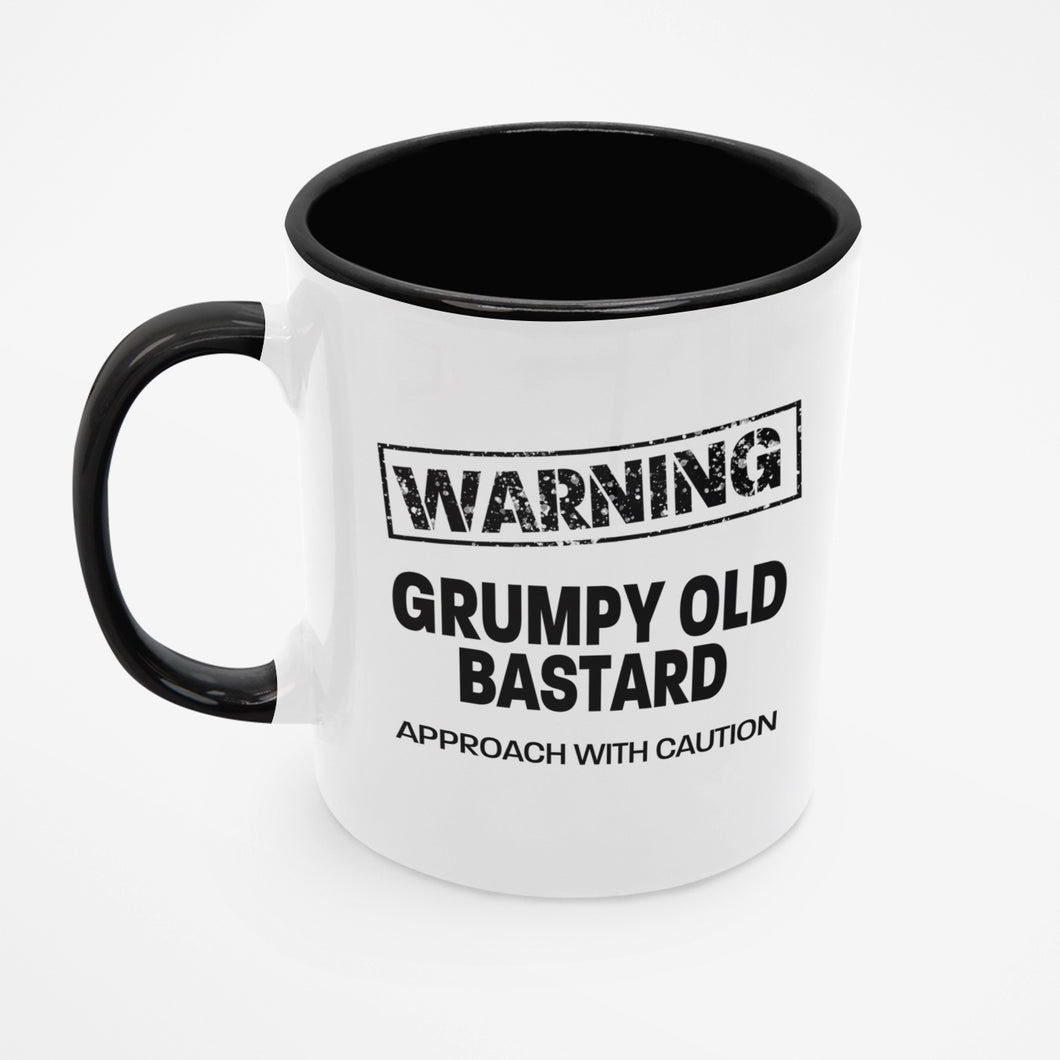 'Warning: Grumpy Old Bastard' Black Mug