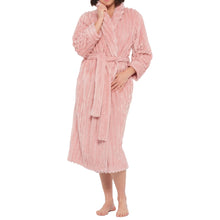 Load image into Gallery viewer, Dusty Pink Lux Jacquard Fleece Dressing Gown