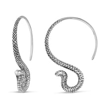 Load image into Gallery viewer, Cobra Silver Hoop Earrings