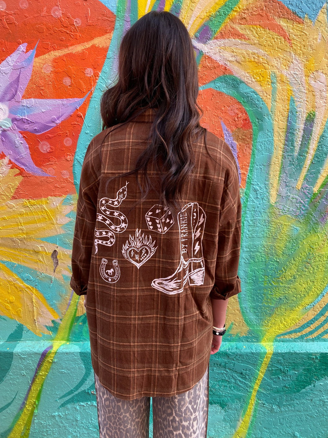 Brown Flannel Flaming Cowgirl Shirt - By Frankie