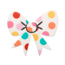 Load image into Gallery viewer, White Polka Dot Bow Simplified Mini Brooch - Erstwilder A Day At The Fair