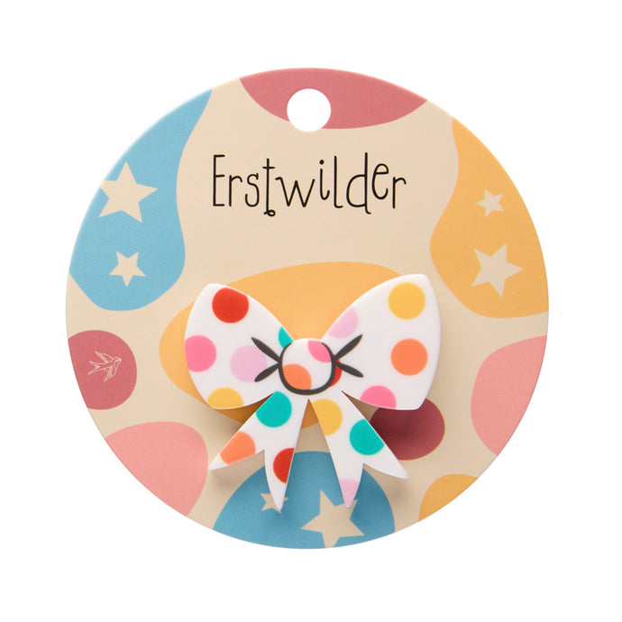 White Polka Dot Bow Simplified Mini Brooch - Erstwilder A Day At The Fair