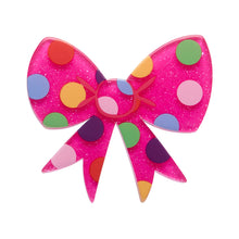 Load image into Gallery viewer, Pink Polka Dot Bow Simplified Mini Brooch - Erstwilder A Day At The Fair