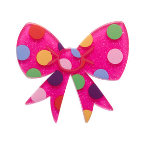 Pink Polka Dot Bow Simplified Mini Brooch - Erstwilder A Day At The Fair