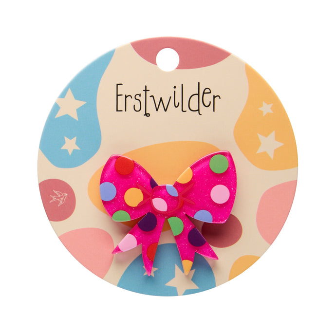 Pink Polka Dot Bow Simplified Mini Brooch - Erstwilder A Day At The Fair