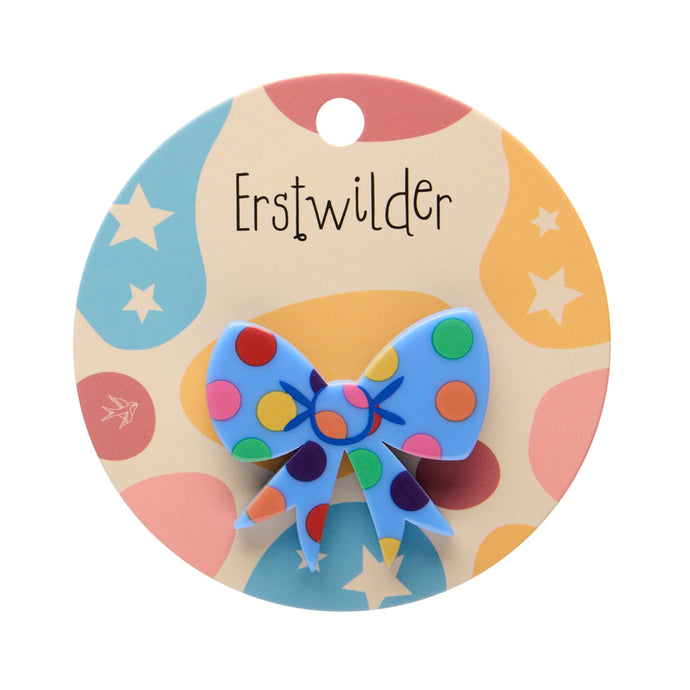 Blue Polka Dot Bow Simplified Mini Brooch - Erstwilder A Day At The Fair