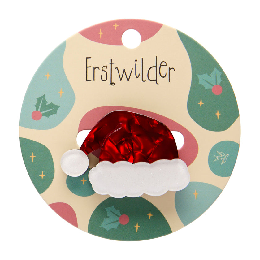 Santa's New Hat Simplified Mini Brooch - Erstwilder Merry Menagerie
