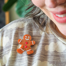 Load image into Gallery viewer, Gingerbread Man Simplified Mini Brooch - Erstwilder Merry Menagerie