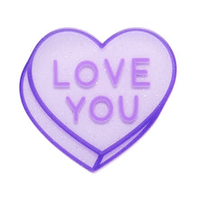 Load image into Gallery viewer, Purple Candy Heart Simplified Mini Brooch - Erstwilder Sweet Valentine