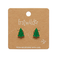 Load image into Gallery viewer, Green Christmas Tree Stud Earrings - Erstwilder Merry Kitschmas