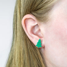 Load image into Gallery viewer, Green Christmas Tree Stud Earrings - Erstwilder Merry Kitschmas