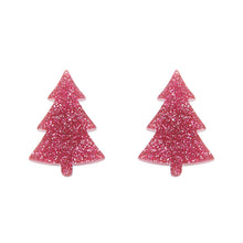 Load image into Gallery viewer, Pink Christmas Tree Stud Earrings - Erstwilder Merry Kitschmas