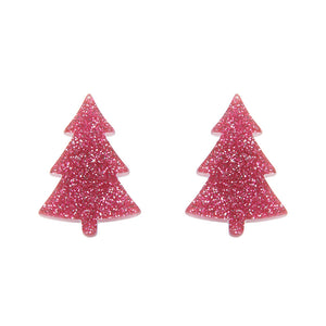 Pink Christmas Tree Stud Earrings - Erstwilder Merry Kitschmas