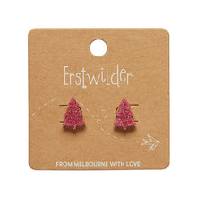 Load image into Gallery viewer, Pink Christmas Tree Stud Earrings - Erstwilder Merry Kitschmas