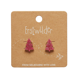 Pink Christmas Tree Stud Earrings - Erstwilder Merry Kitschmas