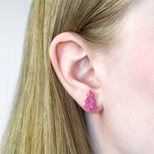 Load image into Gallery viewer, Pink Christmas Tree Stud Earrings - Erstwilder Merry Kitschmas