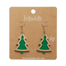 Load image into Gallery viewer, Gold/Green Christmas Tree Drop Earrings - Erstwilder Merry Kitschmas