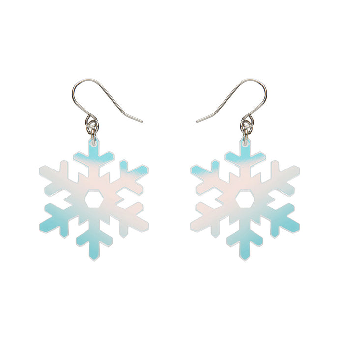 Iridescent Snowflake Drop Earrings - Erstwilder Merry Kitschmas