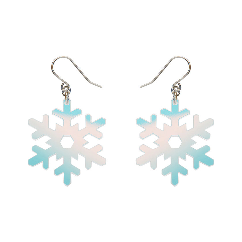 Iridescent Snowflake Drop Earrings - Erstwilder Merry Kitschmas