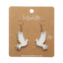 Load image into Gallery viewer, Silver White Dove Drop Earrings - Erstwilder Merry Kitschmas