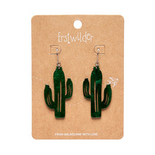 Load image into Gallery viewer, Dark Green Cactus Drop Earrings - Erstwilder x Atomic Abode