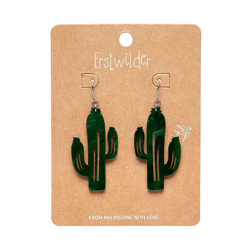 Dark Green Cactus Drop Earrings - Erstwilder x Atomic Abode