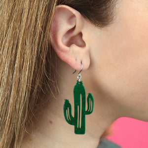 Dark Green Cactus Drop Earrings - Erstwilder x Atomic Abode