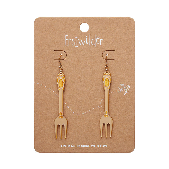 Gold Fork, Please! Drop Earrings - Erstwilder x Katherine Sabbath