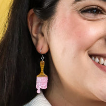 Load image into Gallery viewer, Pink Paint Brush Ripple Drop Earrings - Erstwilder Arts &amp; Crafts